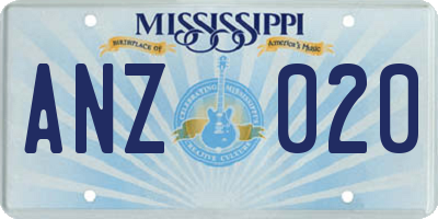 MS license plate ANZ020