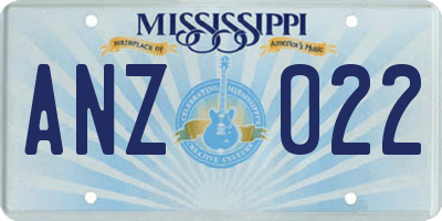 MS license plate ANZ022