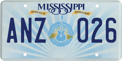 MS license plate ANZ026