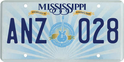 MS license plate ANZ028