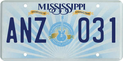 MS license plate ANZ031