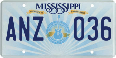 MS license plate ANZ036