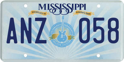 MS license plate ANZ058