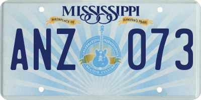 MS license plate ANZ073
