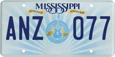 MS license plate ANZ077