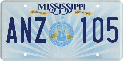 MS license plate ANZ105