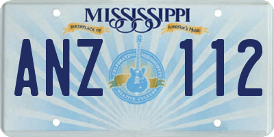 MS license plate ANZ112