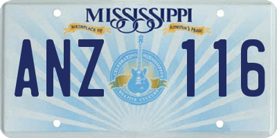 MS license plate ANZ116