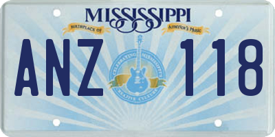 MS license plate ANZ118