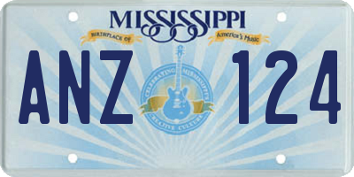 MS license plate ANZ124