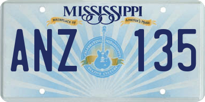 MS license plate ANZ135