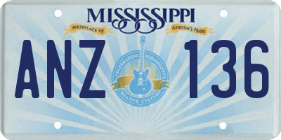 MS license plate ANZ136