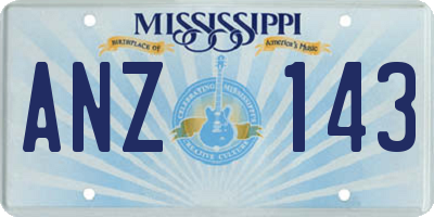 MS license plate ANZ143