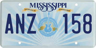 MS license plate ANZ158
