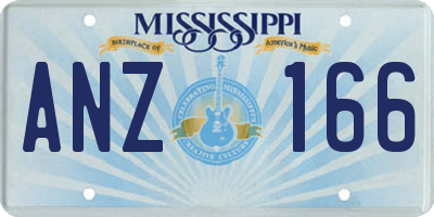 MS license plate ANZ166