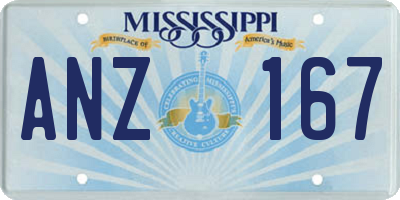 MS license plate ANZ167