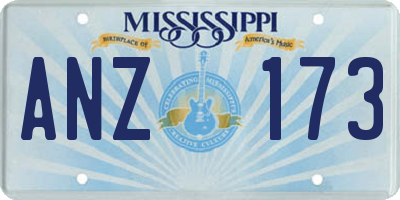 MS license plate ANZ173