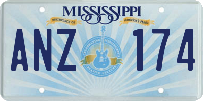 MS license plate ANZ174