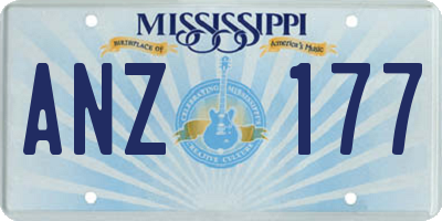 MS license plate ANZ177