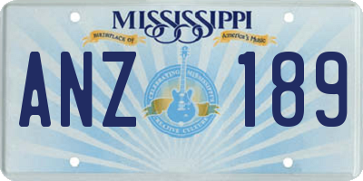 MS license plate ANZ189
