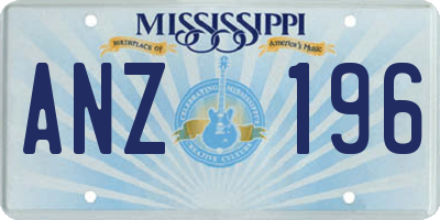 MS license plate ANZ196