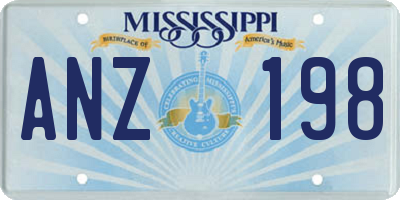 MS license plate ANZ198