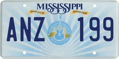 MS license plate ANZ199