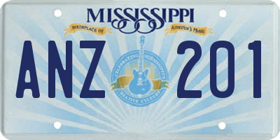 MS license plate ANZ201