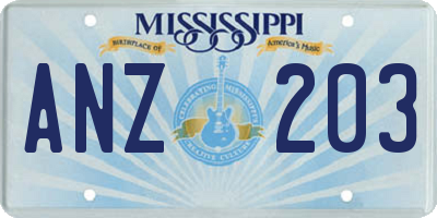 MS license plate ANZ203