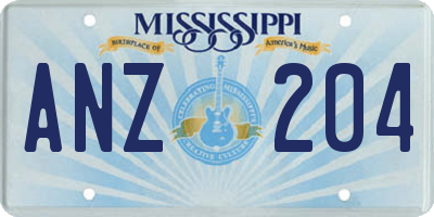 MS license plate ANZ204
