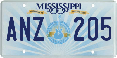 MS license plate ANZ205