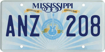 MS license plate ANZ208