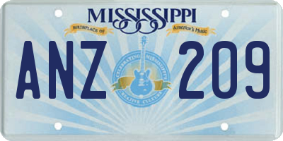 MS license plate ANZ209