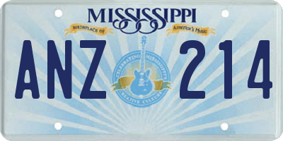 MS license plate ANZ214
