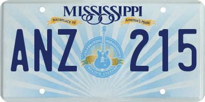 MS license plate ANZ215