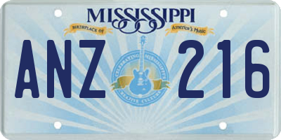 MS license plate ANZ216