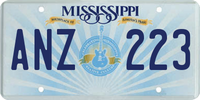 MS license plate ANZ223