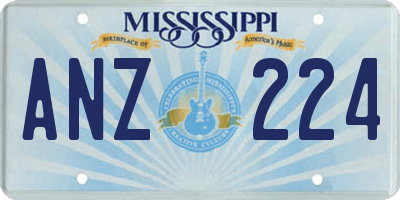 MS license plate ANZ224