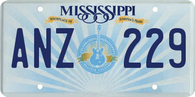 MS license plate ANZ229
