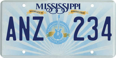 MS license plate ANZ234