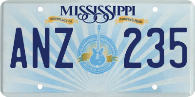 MS license plate ANZ235
