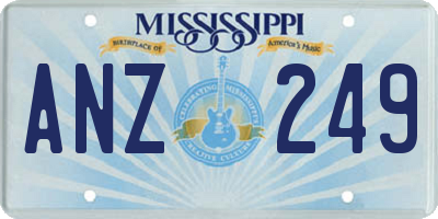 MS license plate ANZ249