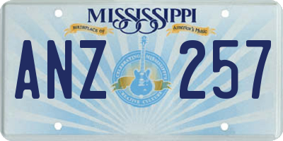 MS license plate ANZ257