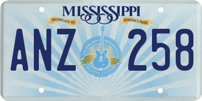 MS license plate ANZ258