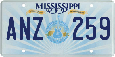MS license plate ANZ259