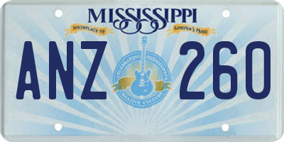 MS license plate ANZ260