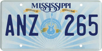 MS license plate ANZ265