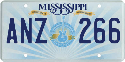 MS license plate ANZ266