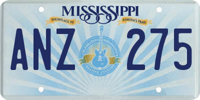 MS license plate ANZ275