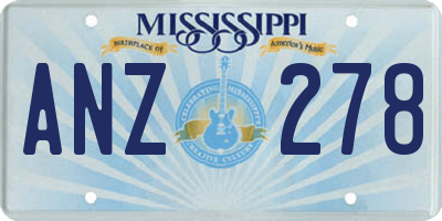 MS license plate ANZ278